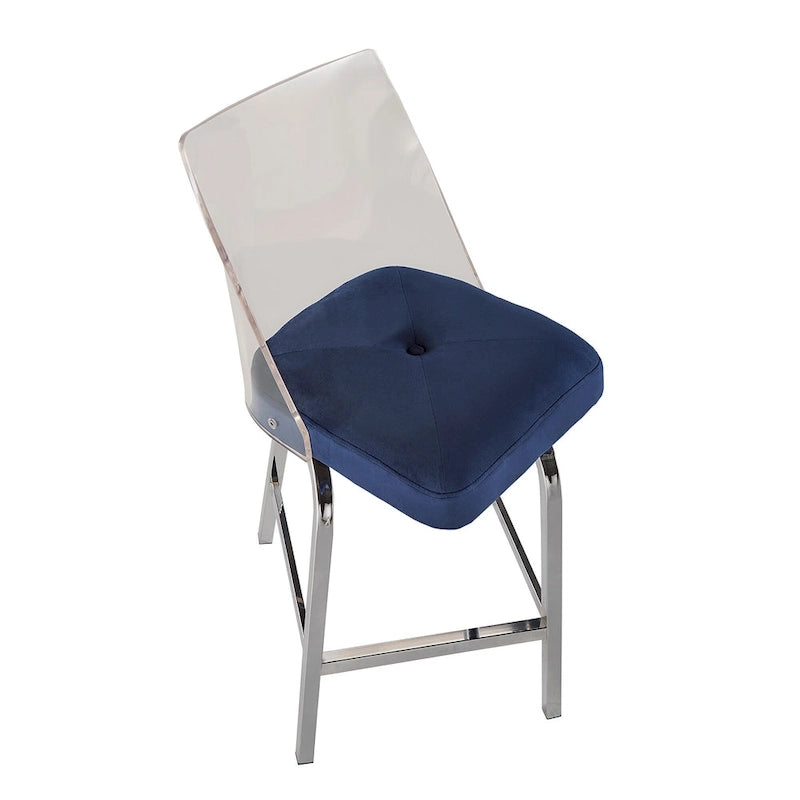 Tabourets pivotants en velours à hauteur de comptoir avec dossier en acrylique (lot de 2)