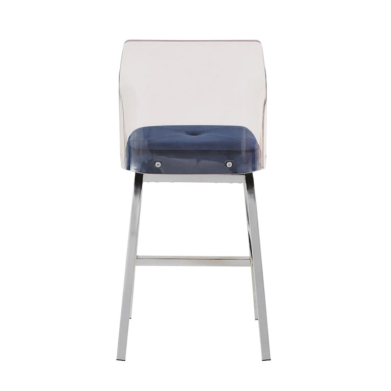 Tabourets pivotants en velours à hauteur de comptoir avec dossier en acrylique (lot de 2)