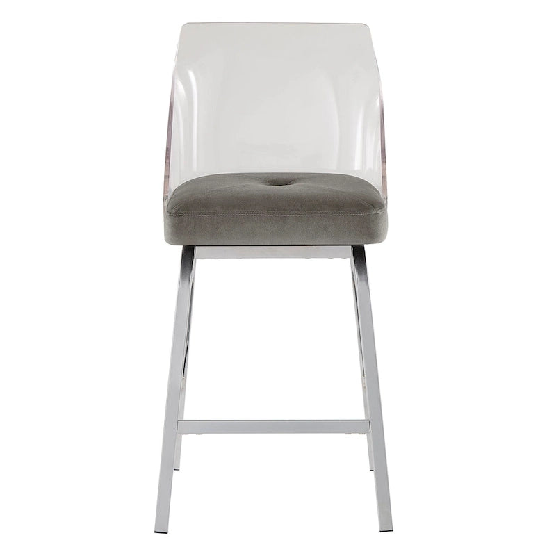 Tabourets pivotants en velours à hauteur de comptoir avec dossier en acrylique (lot de 2)