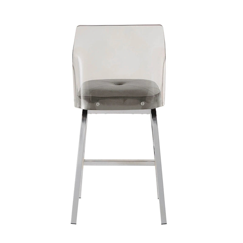Tabourets pivotants en velours à hauteur de comptoir avec dossier en acrylique (lot de 2)