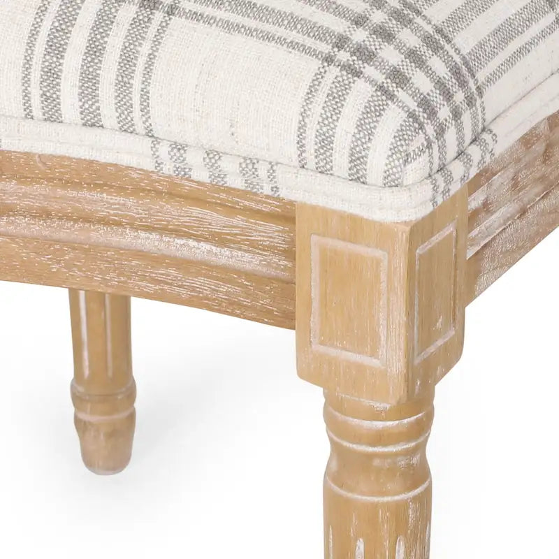 Lot de 2 chaises de salle à manger capitonnées de style campagnard français, avec dossier rond et pieds cannelés