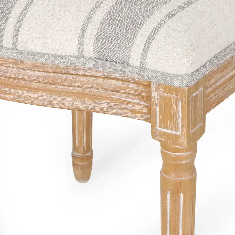 Lot de 2 chaises de salle à manger capitonnées de style campagnard français, avec dossier rond et pieds cannelés