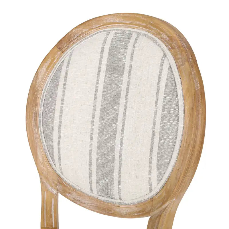 Lot de 2 chaises de salle à manger capitonnées de style campagnard français, avec dossier rond et pieds cannelés