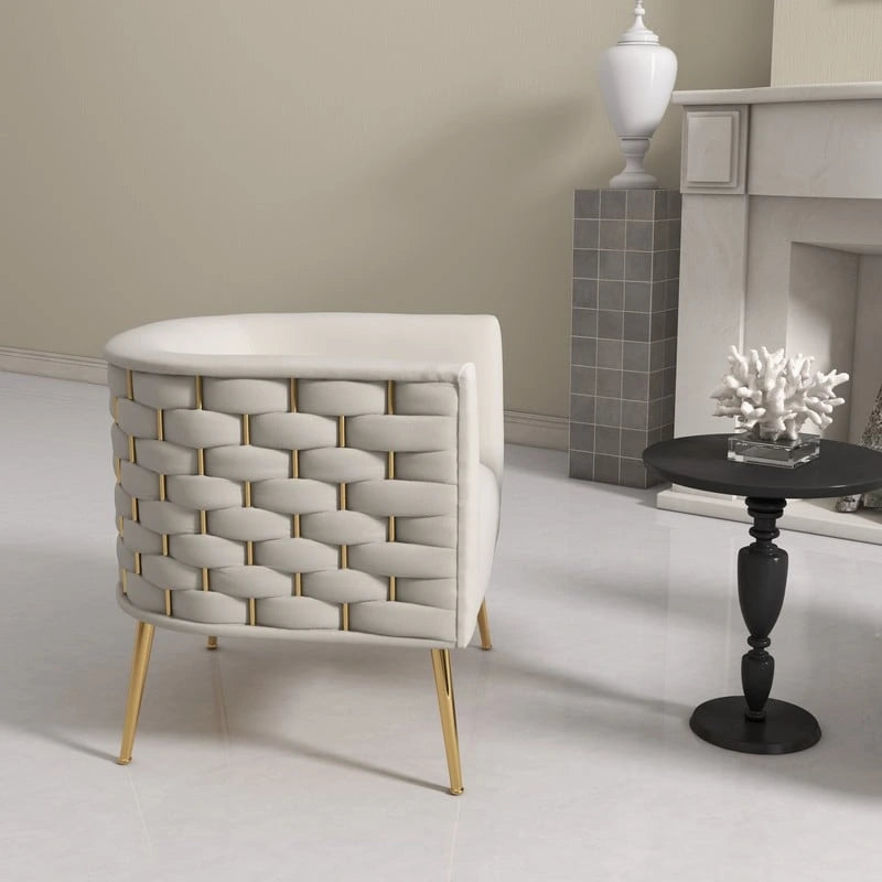 Lot de 2 fauteuils d'appoint en velours capitonné style Mid-Century avec pieds dorés