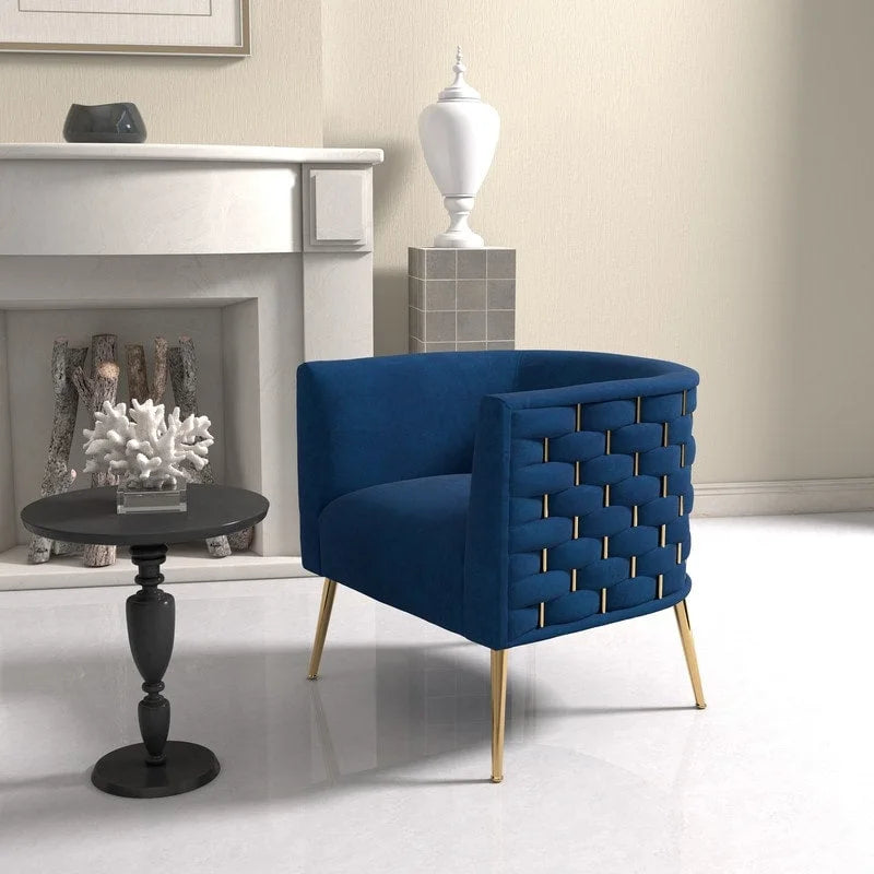 Lot de 2 fauteuils d'appoint en velours capitonné style Mid-Century avec pieds dorés