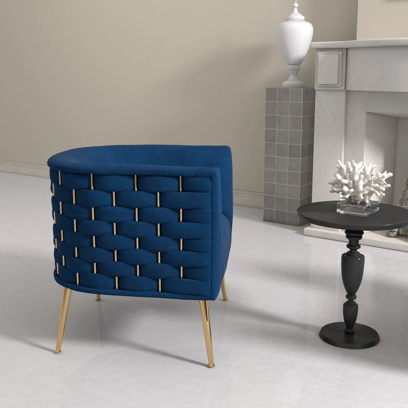 Lot de 2 fauteuils d'appoint en velours capitonné style Mid-Century avec pieds dorés