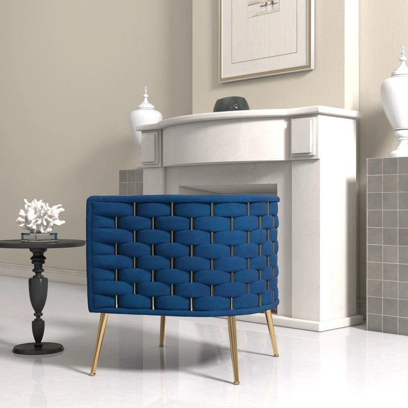 Lot de 2 fauteuils d'appoint en velours capitonné style Mid-Century avec pieds dorés