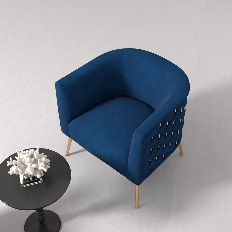 Lot de 2 fauteuils d'appoint en velours capitonné style Mid-Century avec pieds dorés