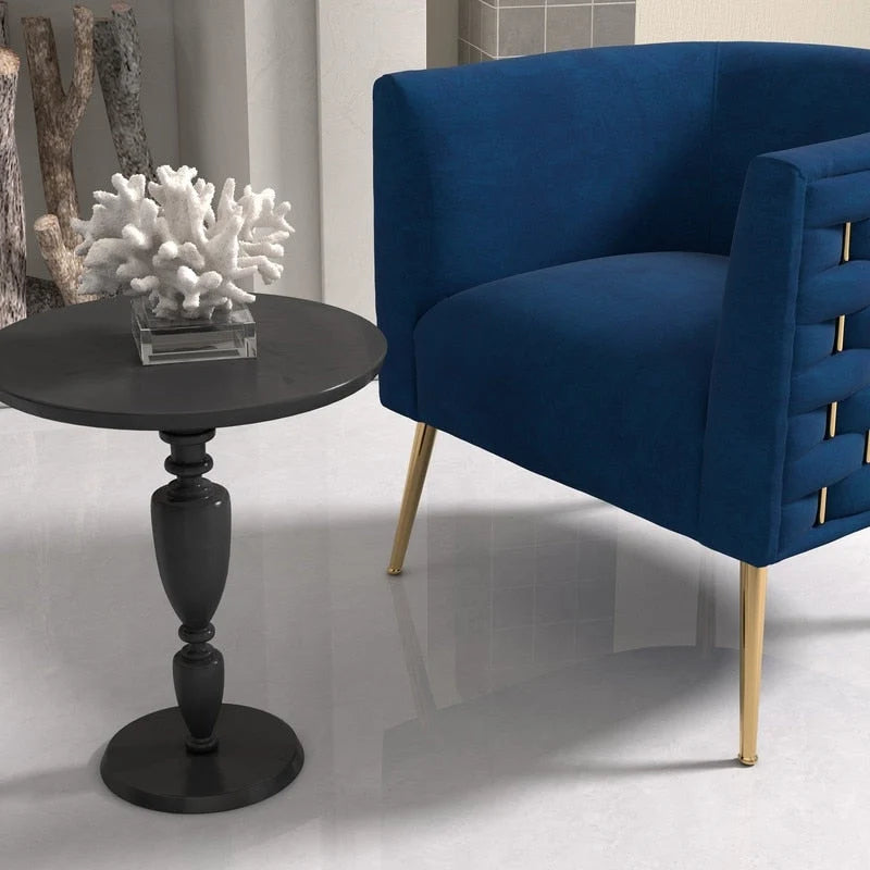 Lot de 2 fauteuils d'appoint en velours capitonné style Mid-Century avec pieds dorés