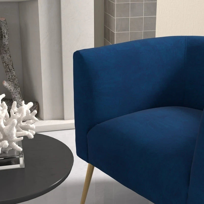 Lot de 2 fauteuils d'appoint en velours capitonné style Mid-Century avec pieds dorés