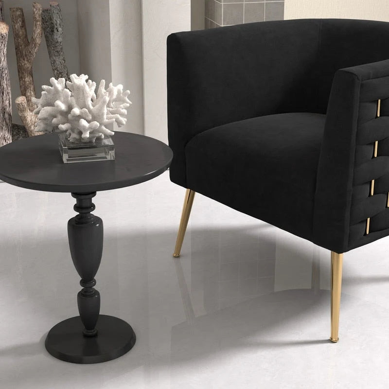 Lot de 2 fauteuils d'appoint en velours capitonné style Mid-Century avec pieds dorés