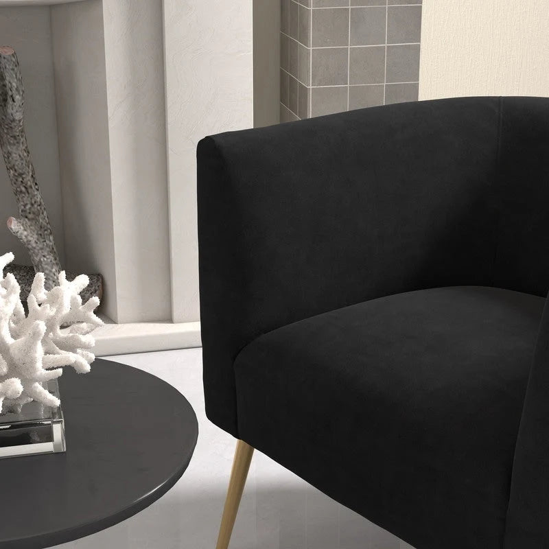 Lot de 2 fauteuils d'appoint en velours capitonné style Mid-Century avec pieds dorés