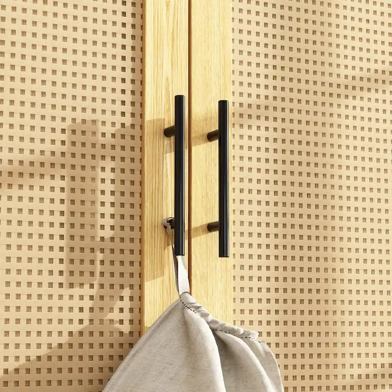 Armoire à deux portes et deux tiroirs avec tringle, imitation bois