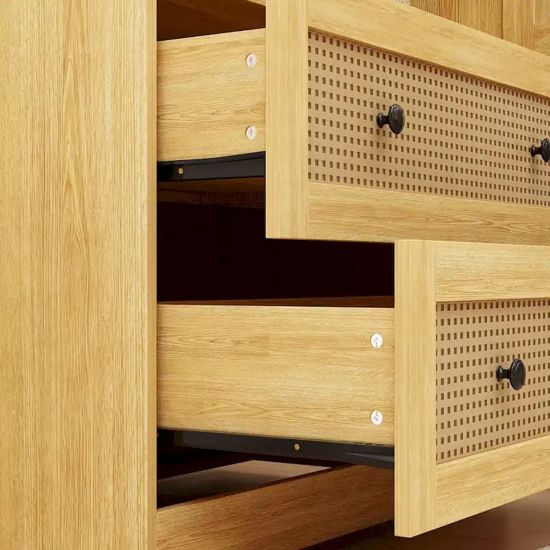Armoire à deux portes et deux tiroirs avec tringle, imitation bois