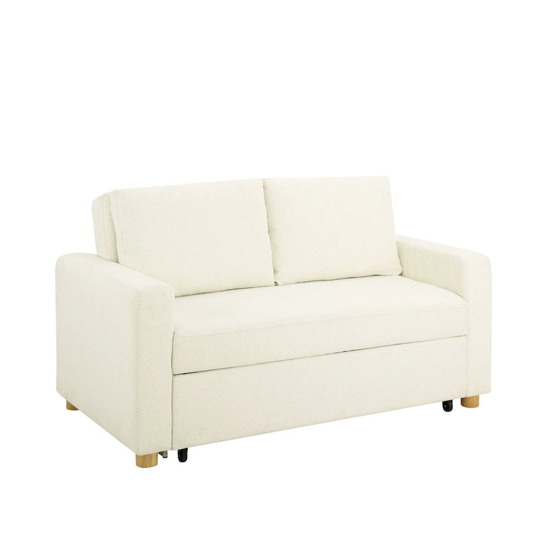 Canapé convertible 2 places avec coussins à ressorts ensachés et revêtement en tissu bouclé