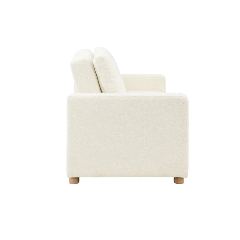 Canapé convertible 2 places avec coussins à ressorts ensachés et revêtement en tissu bouclé