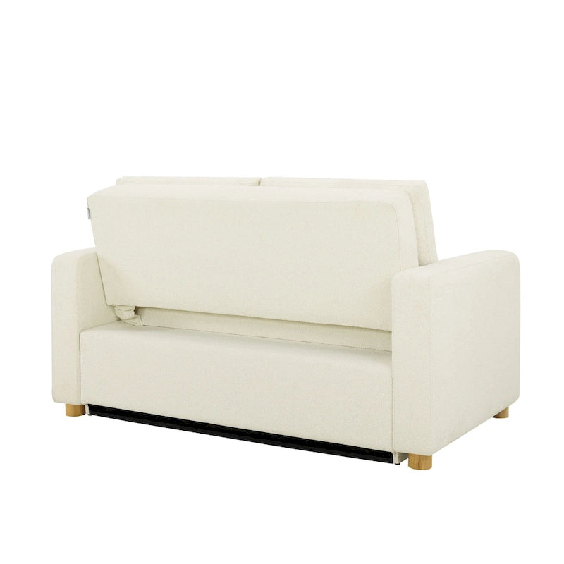 Canapé convertible 2 places avec coussins à ressorts ensachés et revêtement en tissu bouclé