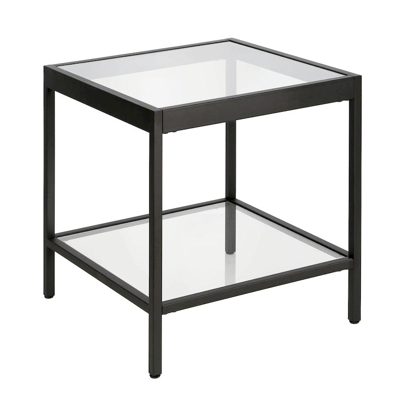 Table d'appoint carrée moderne en métal et verre