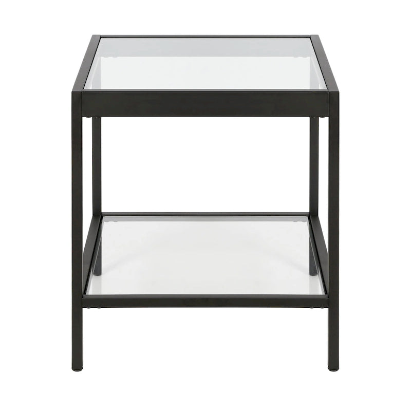 Table d'appoint carrée moderne en métal et verre