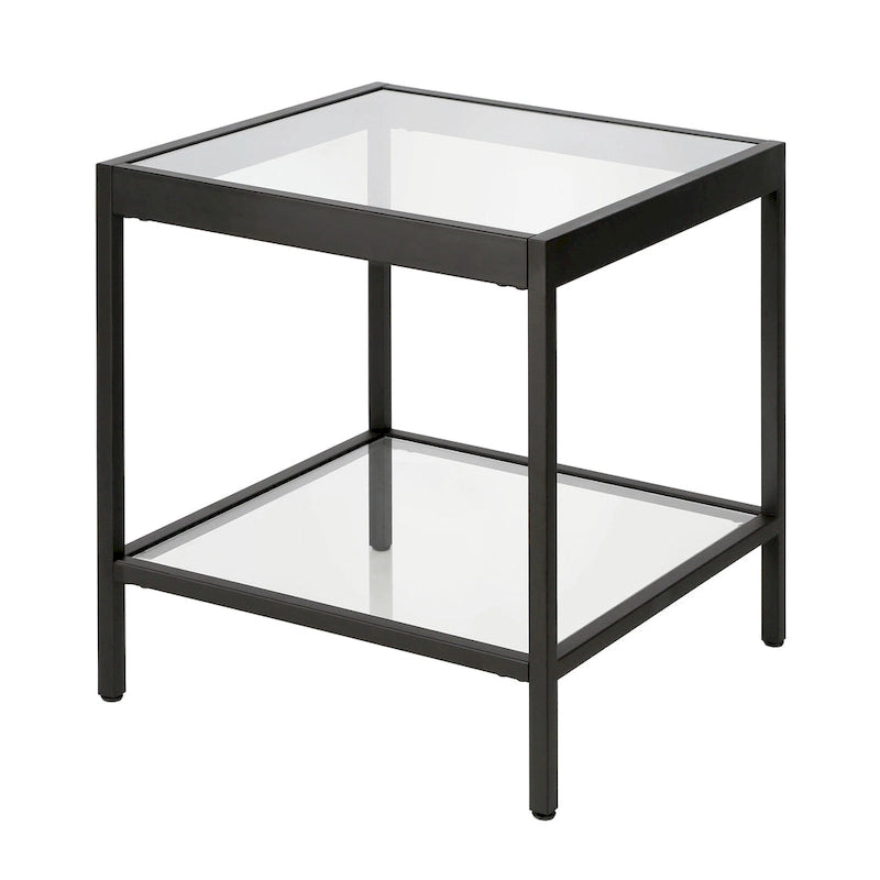 Table d'appoint carrée moderne en métal et verre