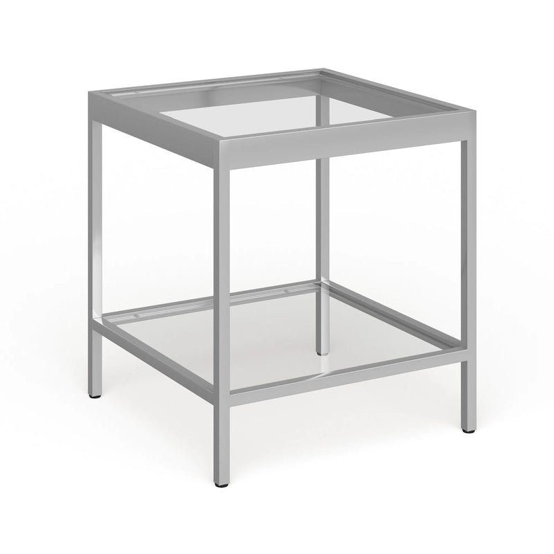 Table d'appoint carrée moderne en métal et verre