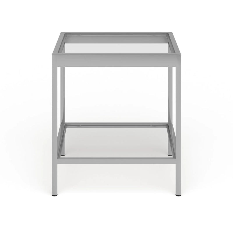 Table d'appoint carrée moderne en métal et verre