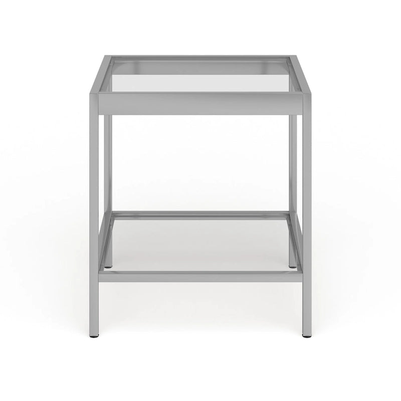 Table d'appoint carrée moderne en métal et verre