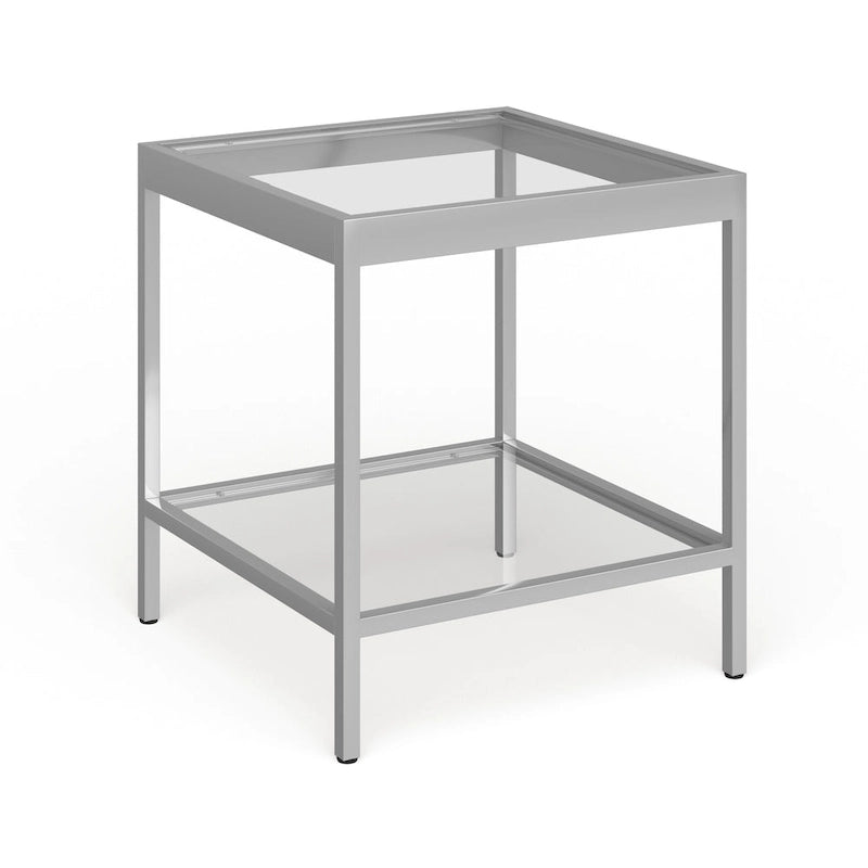 Table d'appoint carrée moderne en métal et verre