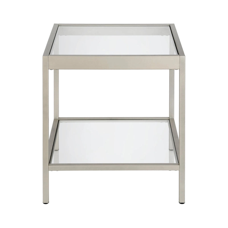 Table d'appoint carrée moderne en métal et verre