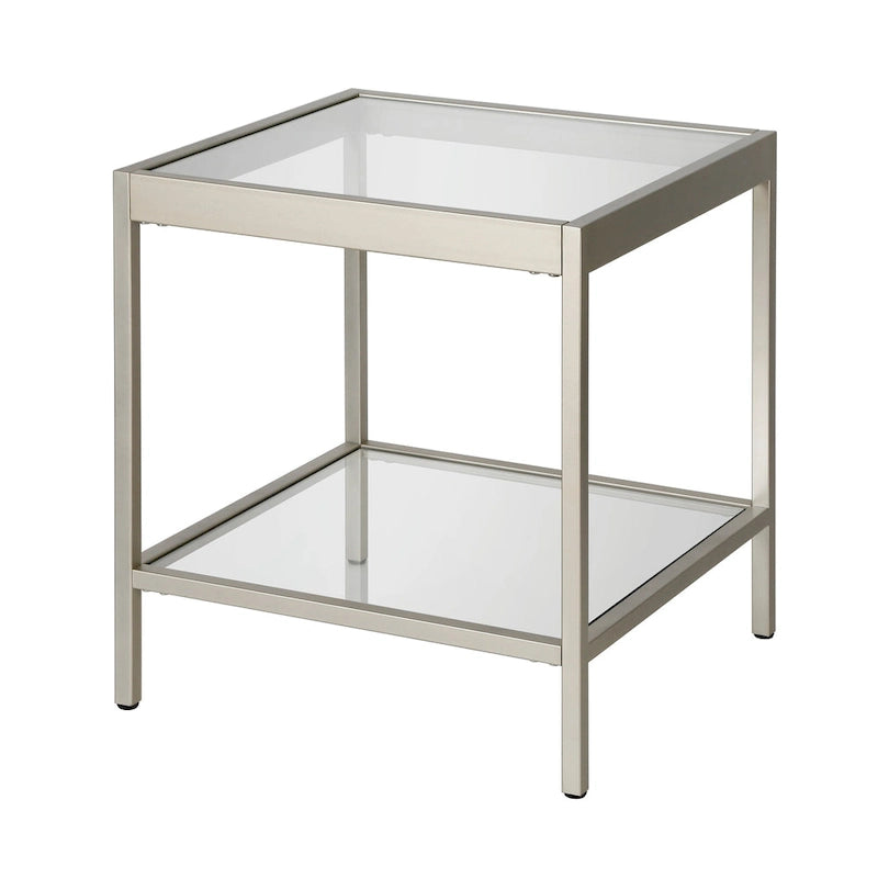 Table d'appoint carrée moderne en métal et verre