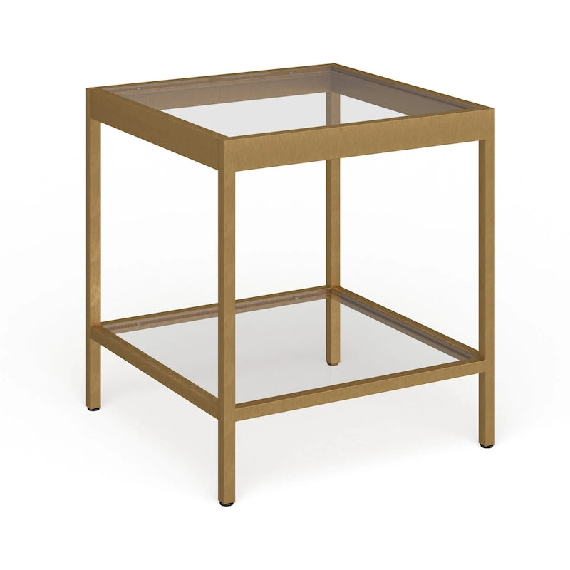 Table d'appoint carrée moderne en métal et verre