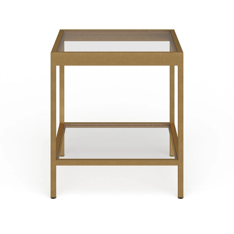 Table d'appoint carrée moderne en métal et verre
