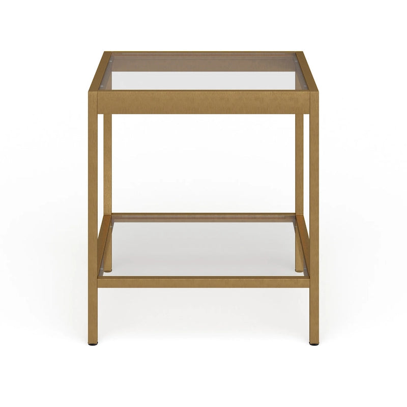 Table d'appoint carrée moderne en métal et verre