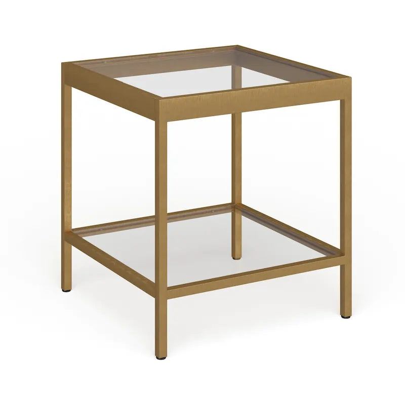 Table d'appoint carrée moderne en métal et verre