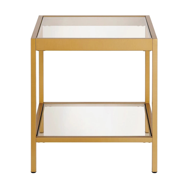 Table d'appoint carrée moderne en métal et verre