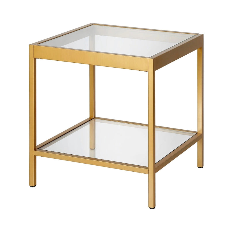 Table d'appoint carrée moderne en métal et verre