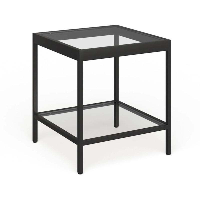 Table d'appoint carrée moderne en métal et verre