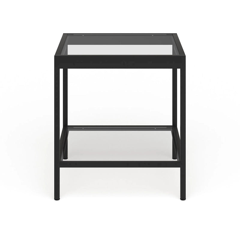 Table d'appoint carrée moderne en métal et verre