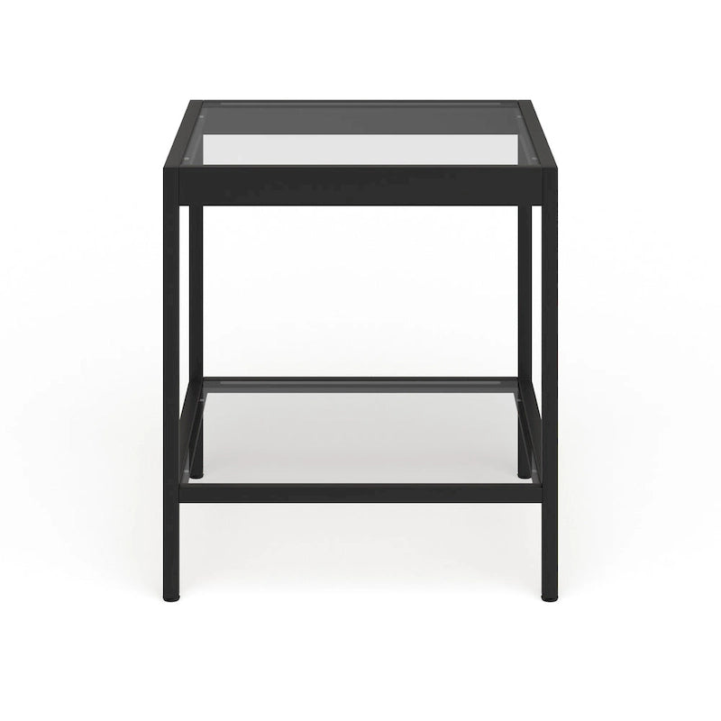 Table d'appoint carrée moderne en métal et verre