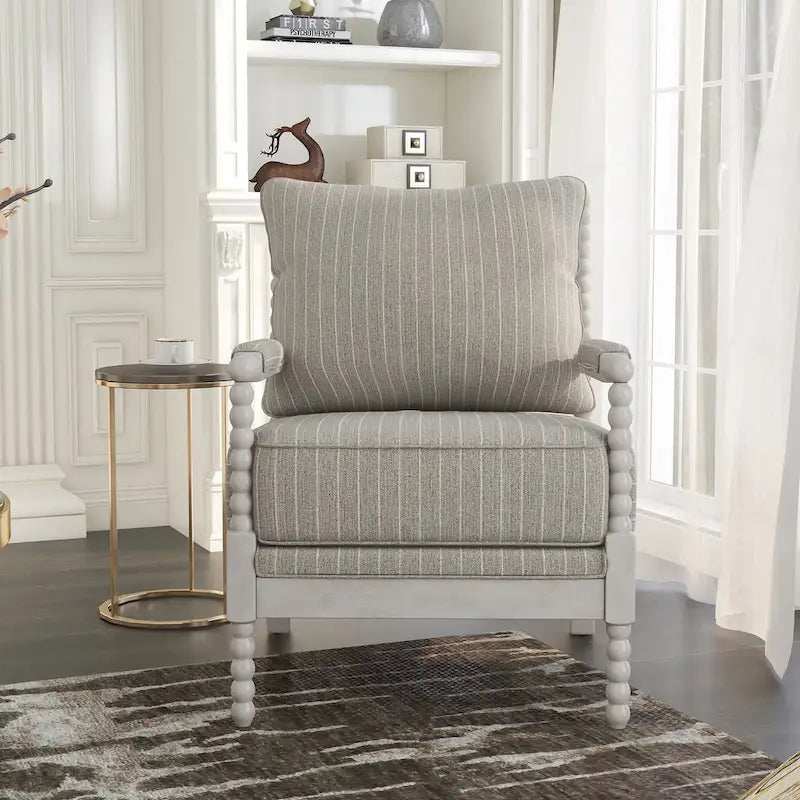 Fauteuil rembourré en tissu perlé style ferme