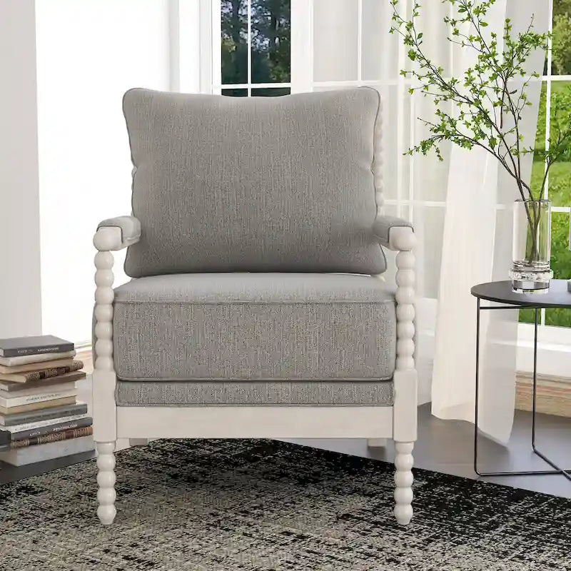 Fauteuil rembourré en tissu perlé style ferme
