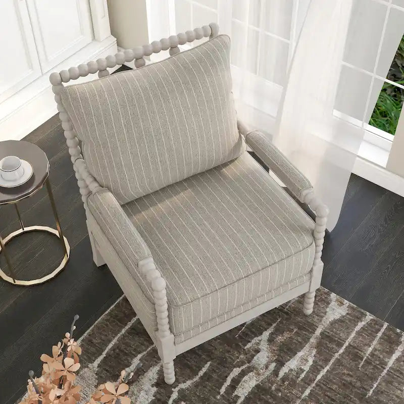 Fauteuil rembourré en tissu perlé style ferme