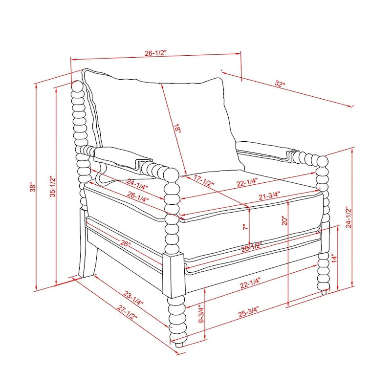 Fauteuil rembourré en tissu perlé style ferme