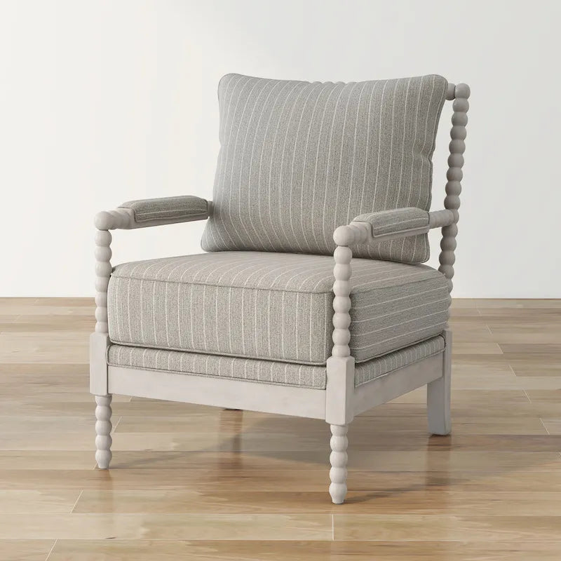 Fauteuil rembourré en tissu perlé style ferme