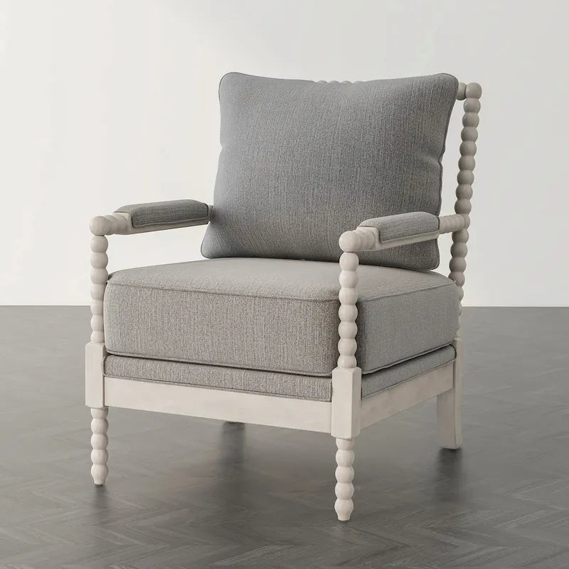 Fauteuil rembourré en tissu perlé style ferme