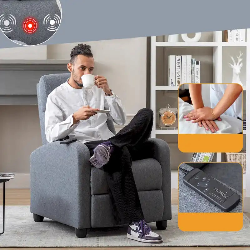 Fauteuil inclinable à dossier réglable avec massage vibrant