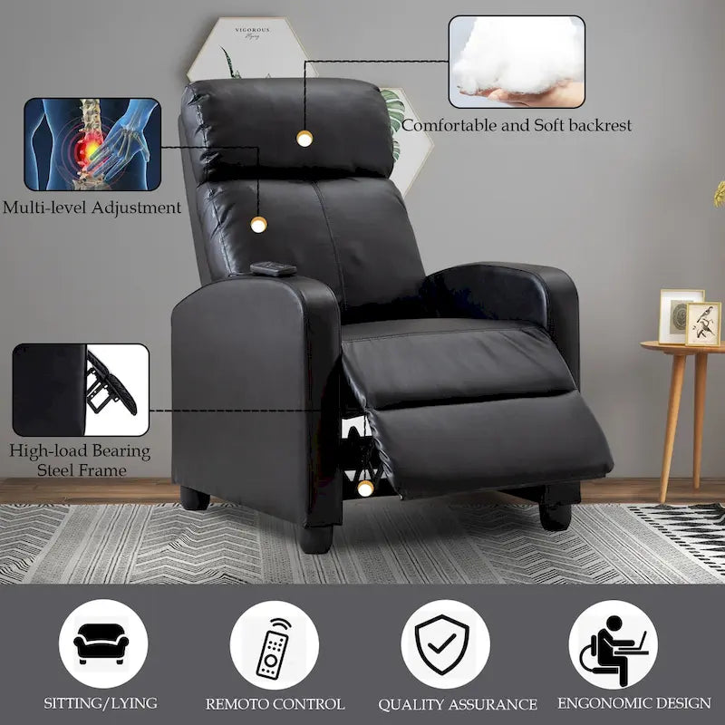 Fauteuil inclinable à dossier réglable avec massage vibrant