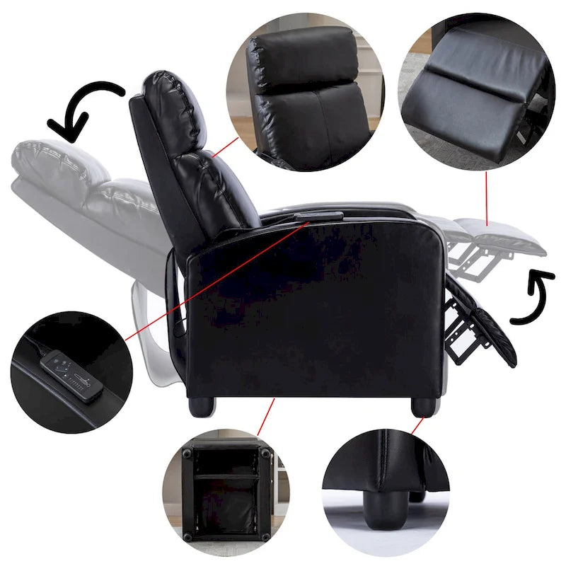 Fauteuil inclinable à dossier réglable avec massage vibrant