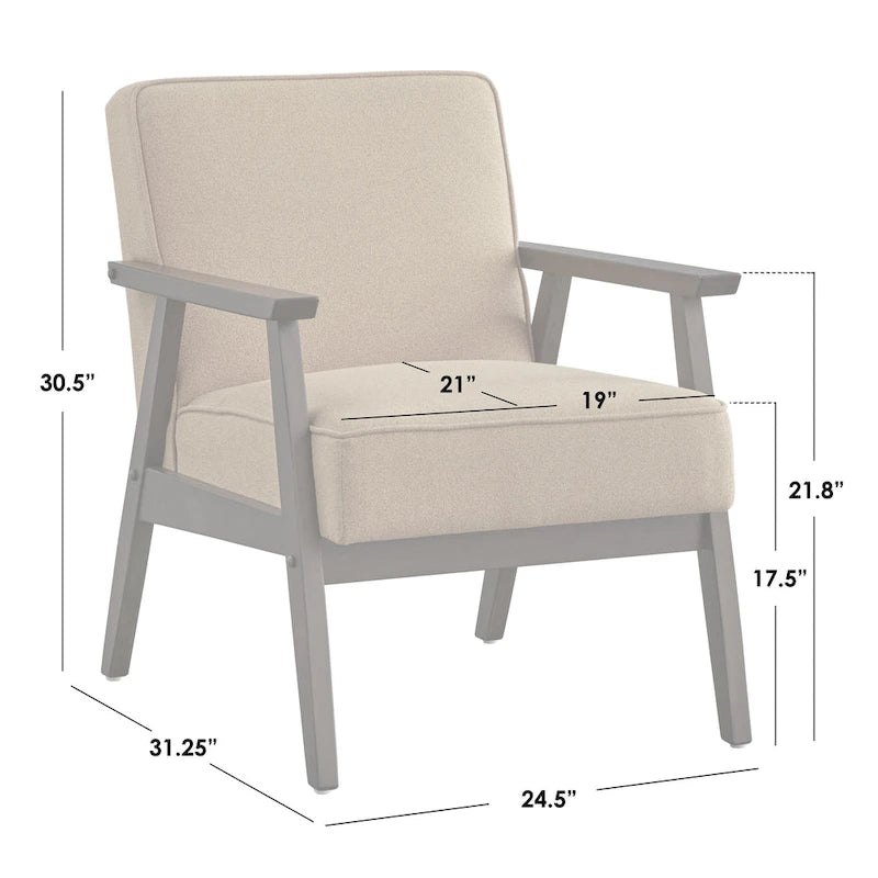 Fauteuil d'appoint du milieu du siècle avec pieds inclinés et coussins amovibles