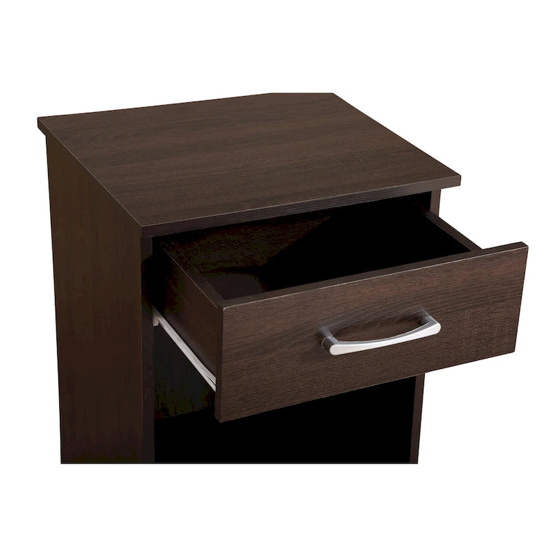 Table de chevet à 1 tiroir avec quincaillerie au fini brossé